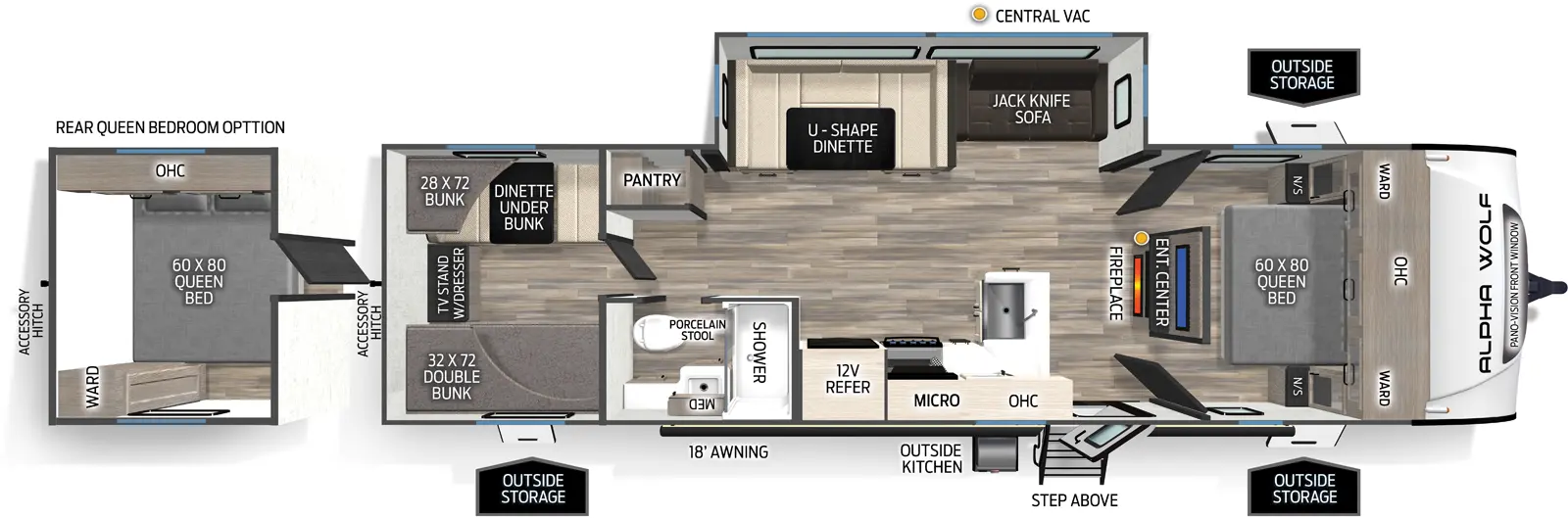 Alpha Wolf 280QBS Floorplan